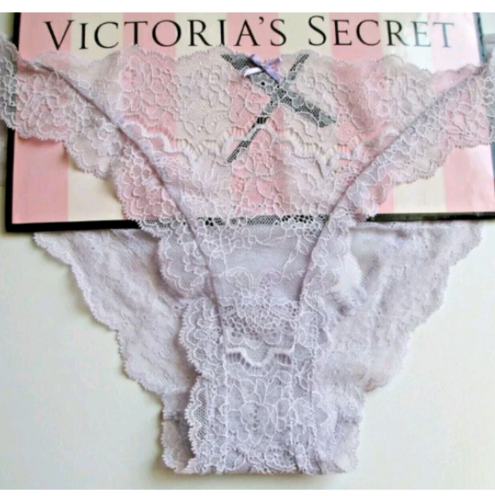 VICTORIA'S SECRET DREAM ANGELS Lace Cheekini Panty XL Sheer Purple Sexy VS